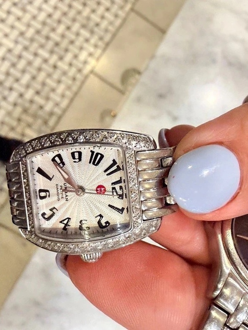 Michele Urban Petite Diamond Watch Set Silver & White